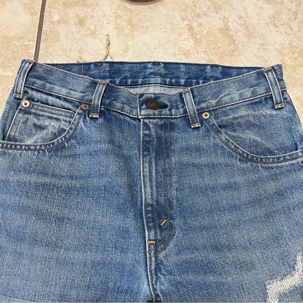 Levis 501 Patchwork Button Fly Blue Denim Jeans M… - image 3